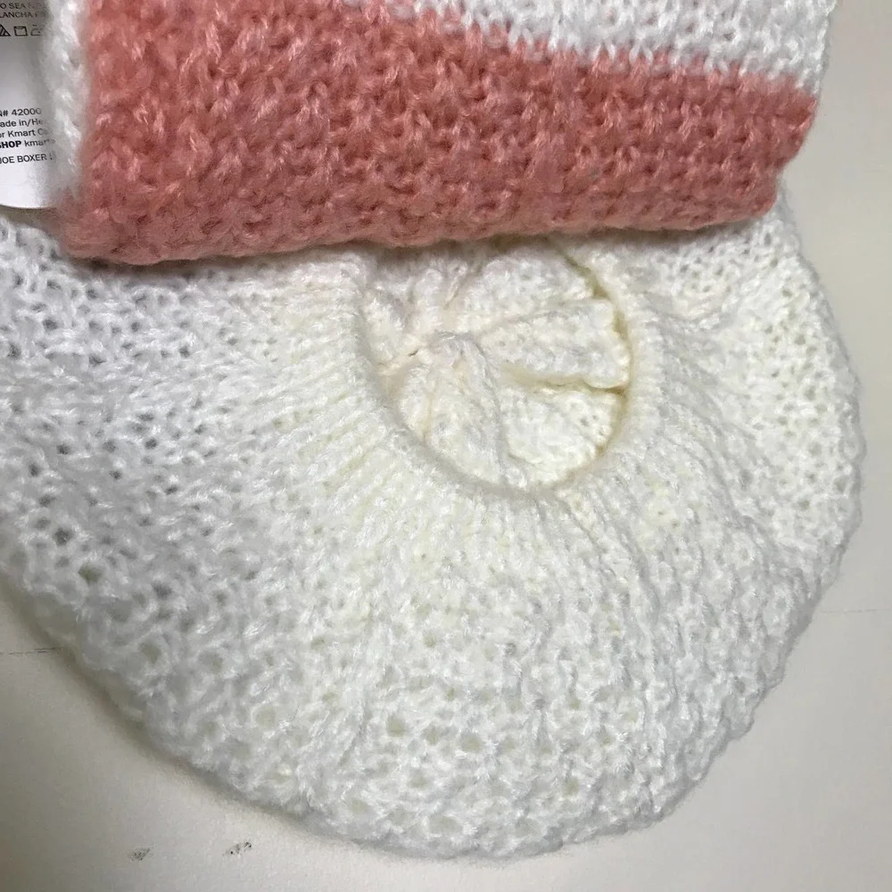 Joe Boxer Scarf‎ Beret Set Womens One Size Soft Pink White Cold Weather Knitted